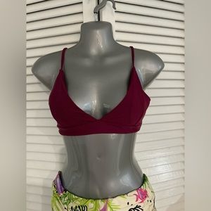 Zaful strappy bikini top- burgundy wine - medium - padded - braided straps